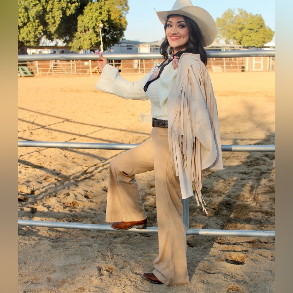 Tan flared pants